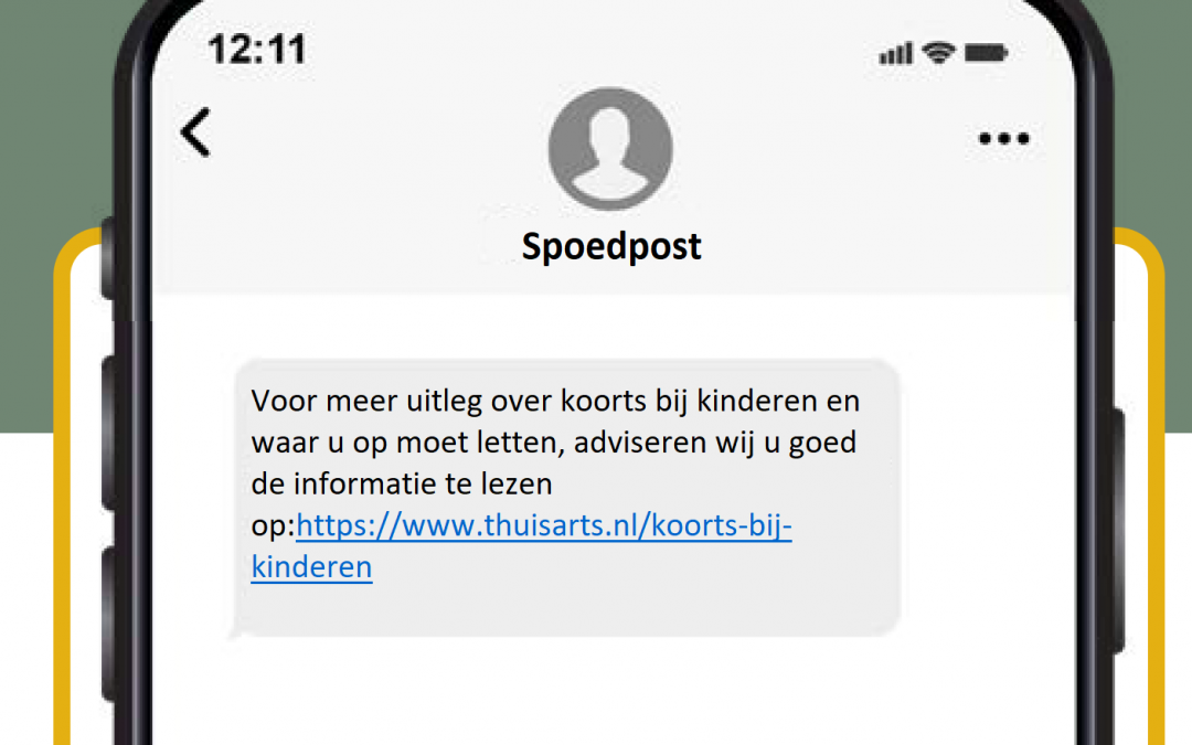 SMS van de huisartsenpost Oude IJssel met patiënteninformatie over de klachten